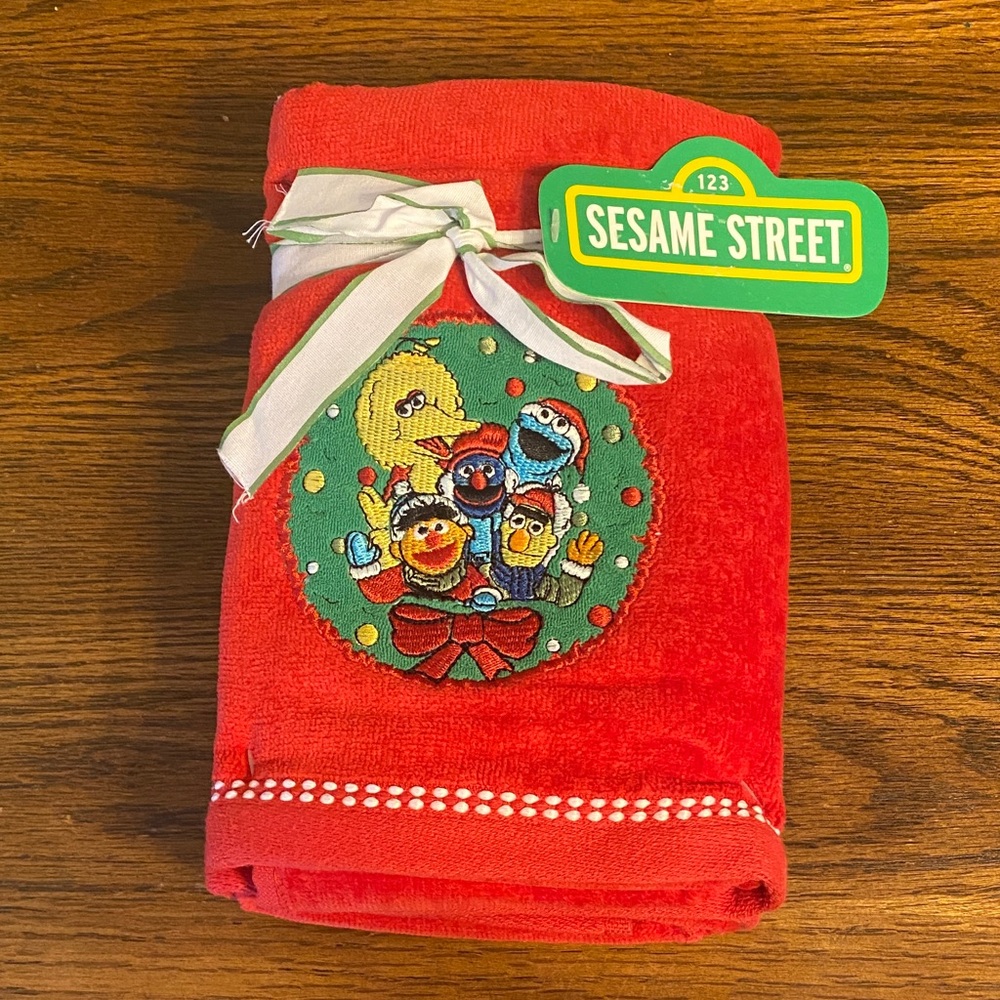 Sesame Street Red Towel with Character Embroidery